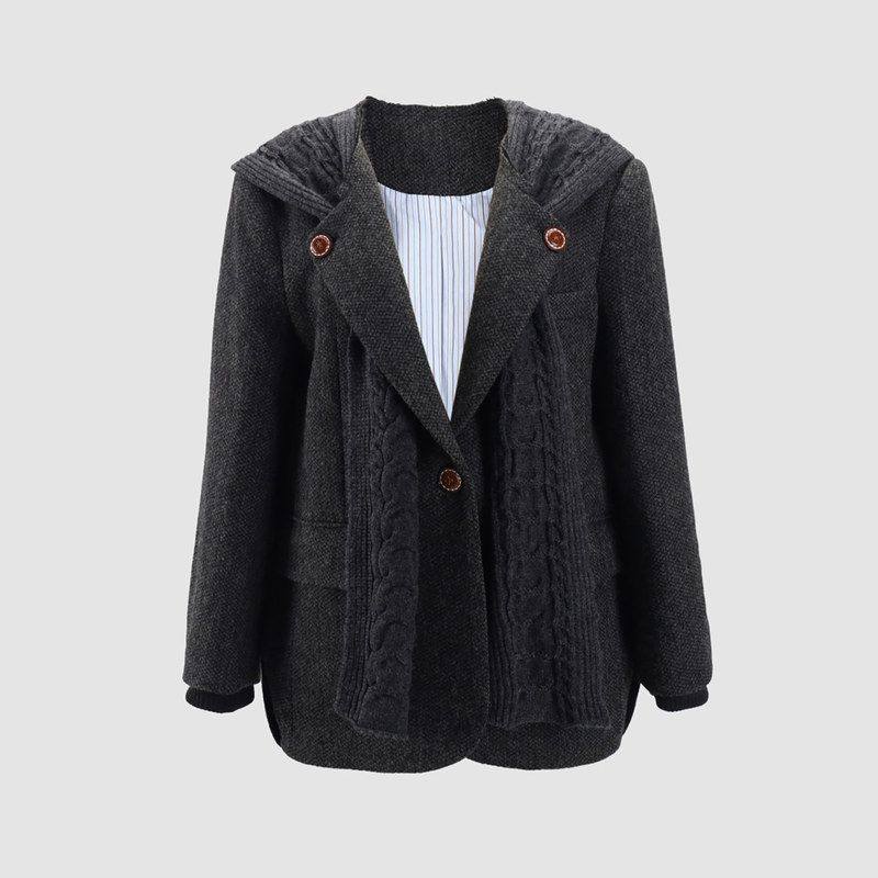 欧美经典复古外搭针织网红帽小披肩装饰羊毛翻领外套女,女装/女士精品,毛呢外套,淘宝优惠券,粉丝福利购,淘宝优惠卷