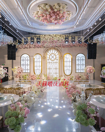 酒店宴会厅婚庆舞台背景装饰镜面烤漆发光杜邦纸灯箱铁艺雕刻定制