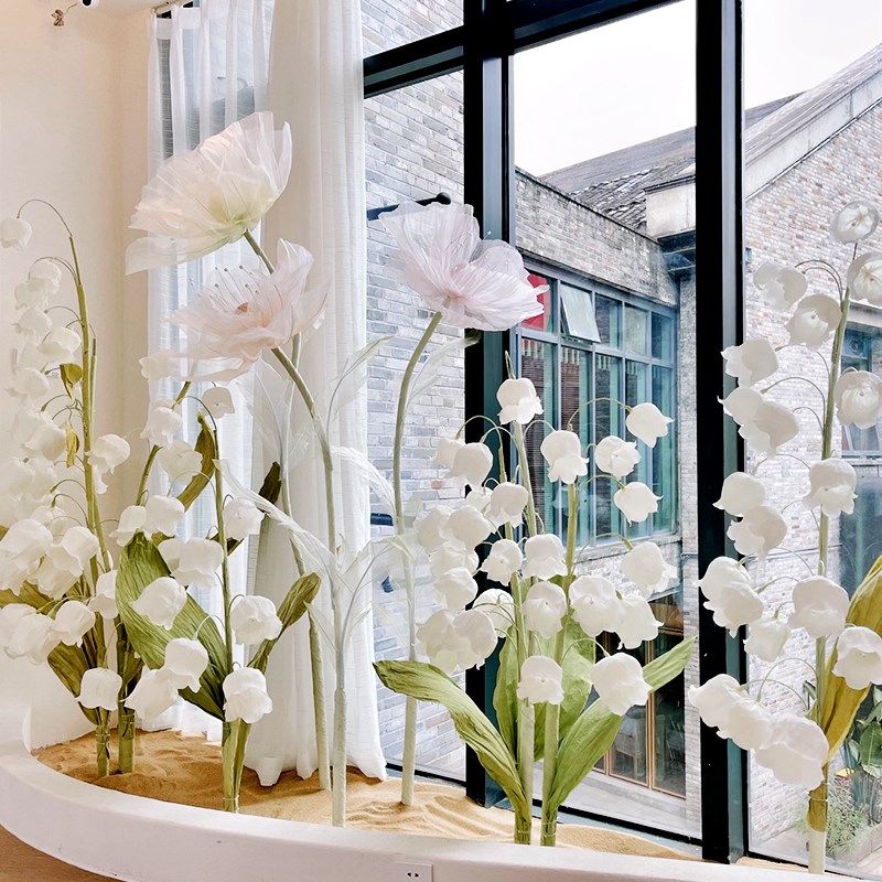 纸艺花铃兰花风铃真丝婚礼布置橱窗装饰美陈舞台背景布置摄影道具