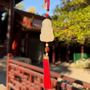 南岳衡山景区观音车挂平安挂件玉髓流苏车挂高档礼品送人