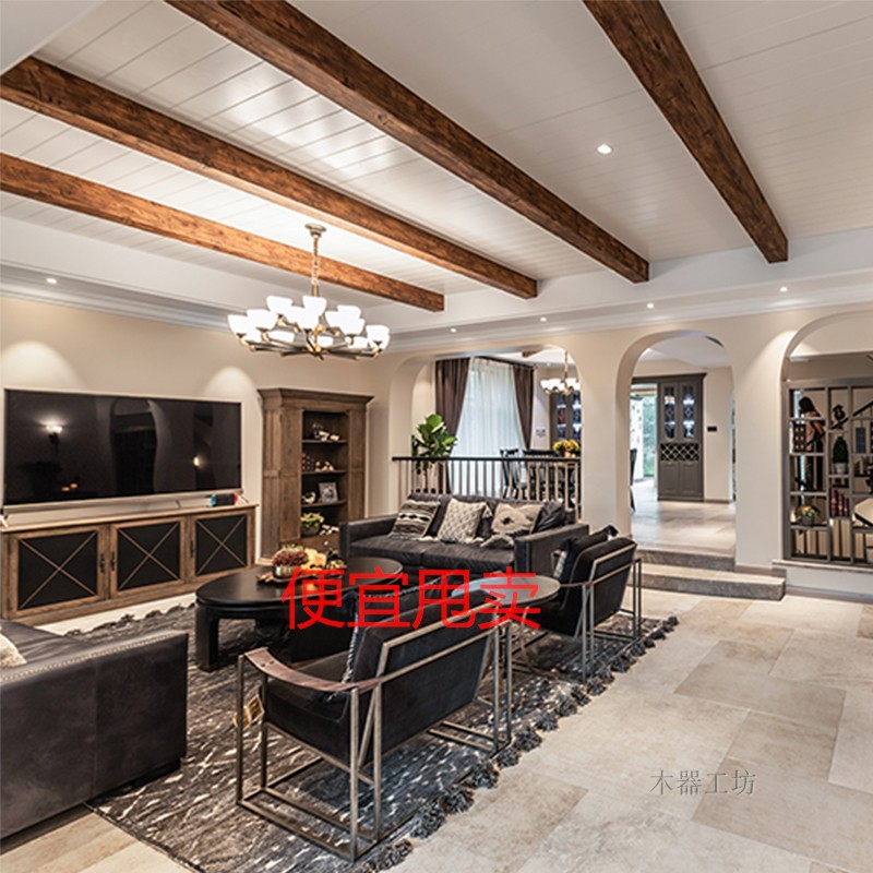 客厅空心木梁木器工坊假梁吊顶