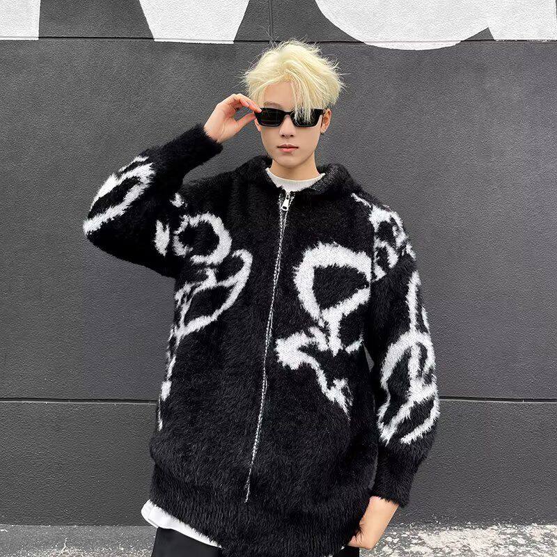 2024秋冬新款开衫毛衣美式复古休闲慵懒风V领针织衫男纯色外套,男装,针织衫/毛衣,淘宝优惠券,粉丝福利购,淘宝优惠卷