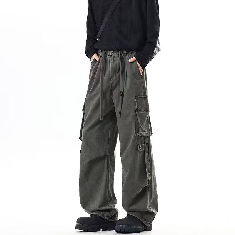 商场同款休闲裤女松紧腰阔腿裤高街2024新款夏季工装裤潮流,男装,休闲裤,淘宝优惠券,粉丝福利购,淘宝优惠卷