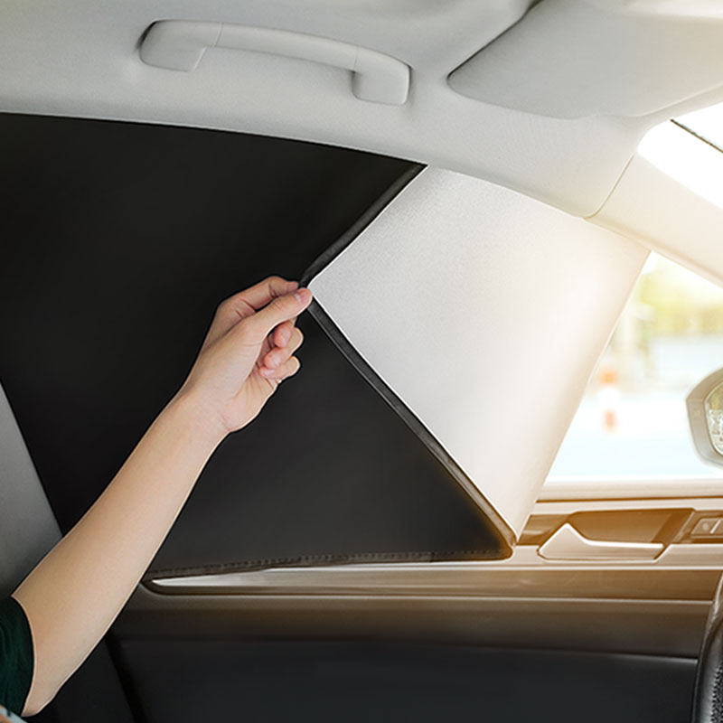 不透光涂层防晒隔热磁吸汽车窗帘遮光帘车用磁性遮阳帘钛银遮挡
