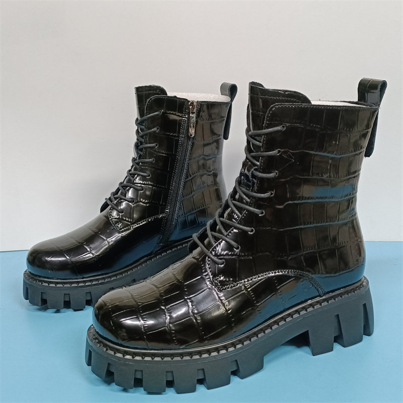 外贸出俄罗斯单22年新款马丁靴女冬季短靴真皮真毛侧拉链保暖靴子