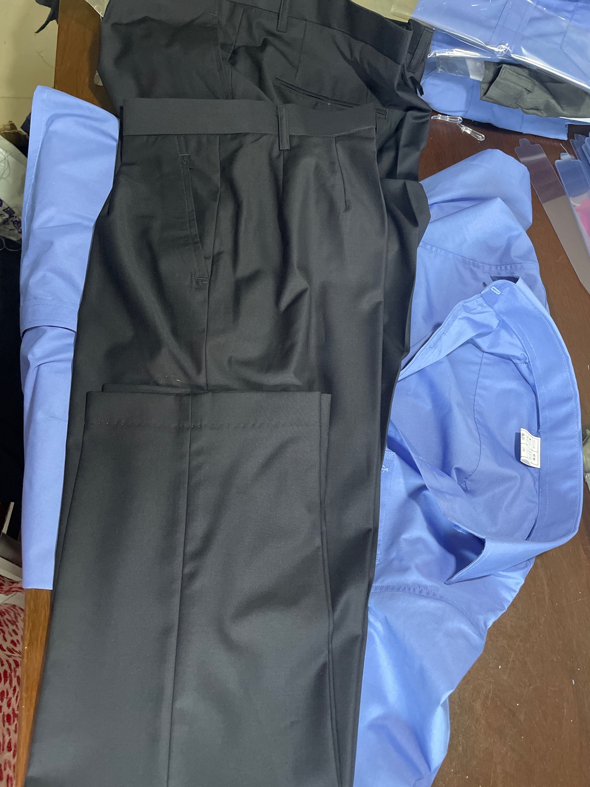 检察夏裤夏季新款男士女士套装工作服衬衣蓝短袖裤子