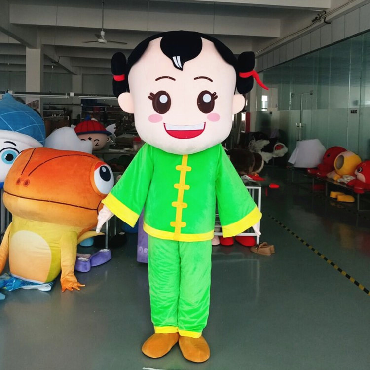 定制动漫过年喜庆金童玉女童子卡通人偶人穿装扮巡演出布偶衣服装