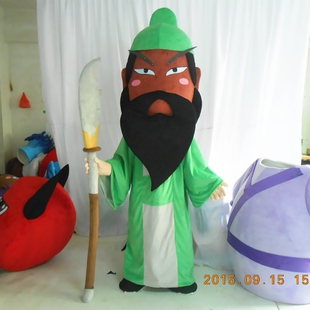 定制动漫古装三国演义关云长关羽卡通人偶人穿装扮巡演布偶衣服装