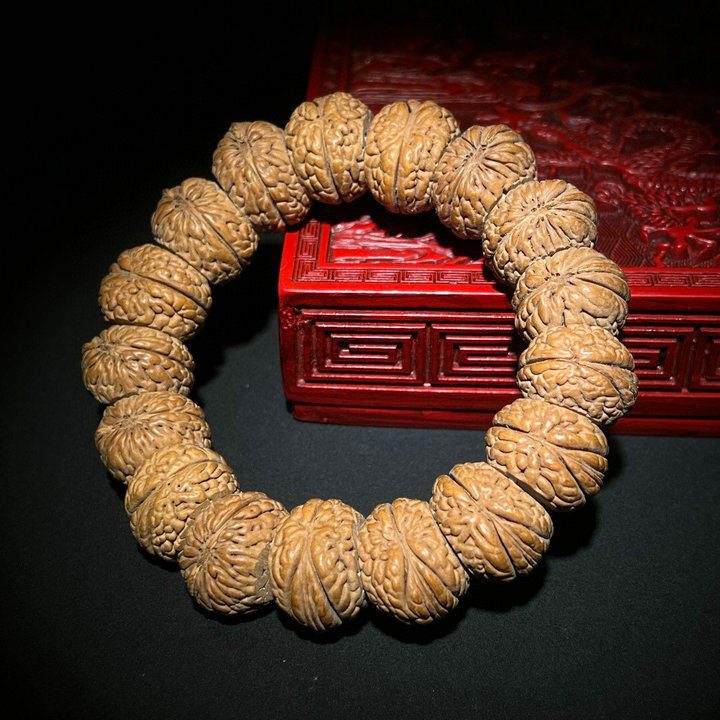 古玩手工雕刻野生核桃菩提子手串佛珠手链男女文玩脑纹小桃胡把玩