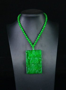 高冰老翡翠绿观音菩萨项链吊坠阳绿帝王绿毛衣链情侣款老翠玉玉佩