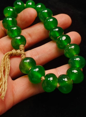 缅甸老坑老翡翠玉石圆珠手串老坑冰糯种帝王满绿平安转运佛珠手链