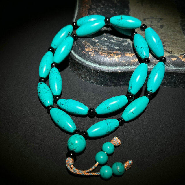 精品原创湖北老绿松石桶珠项链米珠高瓷高蓝乌兰花佛珠毛衣链颈饰,饰品/流行首饰/时尚饰品新,颈饰,淘宝优惠券,粉丝福利购,淘宝优惠卷