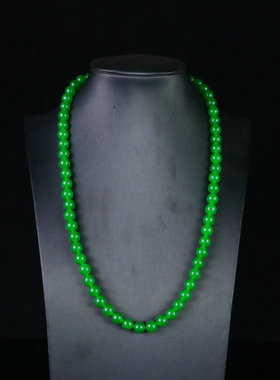 精品翡翠冰种满绿帝王绿祖母绿圆珠项链送女友百搭时尚礼物锁骨链