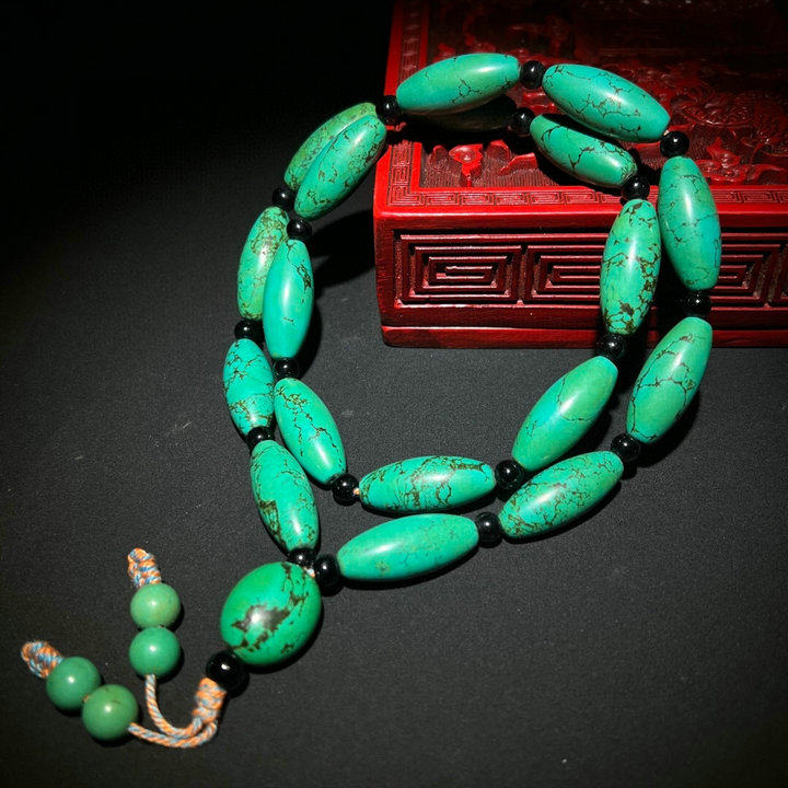 精品原创湖北老绿松石桶珠项链米珠高瓷高蓝乌兰花佛珠毛衣链颈饰,饰品/流行首饰/时尚饰品新,手饰/手串,淘宝优惠券,粉丝福利购,淘宝优惠卷