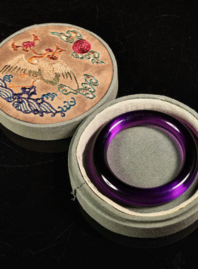 精品宫藏精工紫水晶宝石手镯女圆条高颜值刚玉百搭手环文玩布盒装