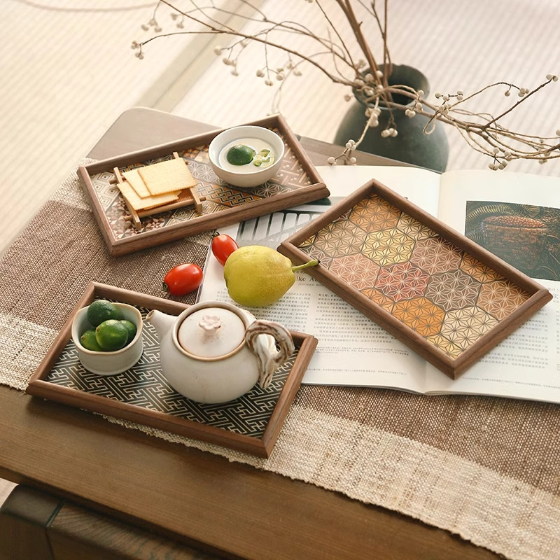 2026新款家用轻奢现代高级感日本寄木细工小托盘日式实木小型茶盘,餐饮具,餐用托盘,淘宝优惠券,粉丝福利购,淘宝优惠卷