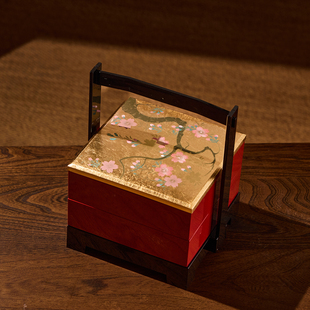 日本进口漆器提篮果盘客厅茶几家用零食坚果收纳盒高端精致高颜值