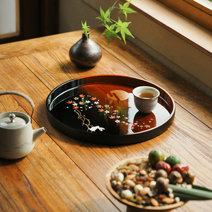 日本漆器茶盘2026新款家用轻奢现代高级感干泡台高颜值大漆托盘