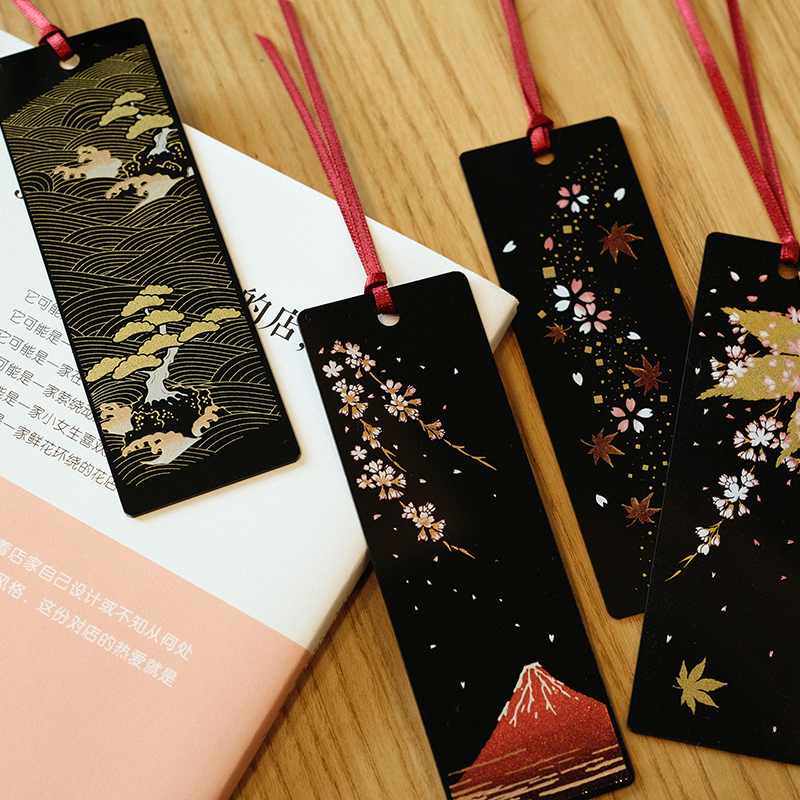 日本进口山中漆器书签莳绘工艺