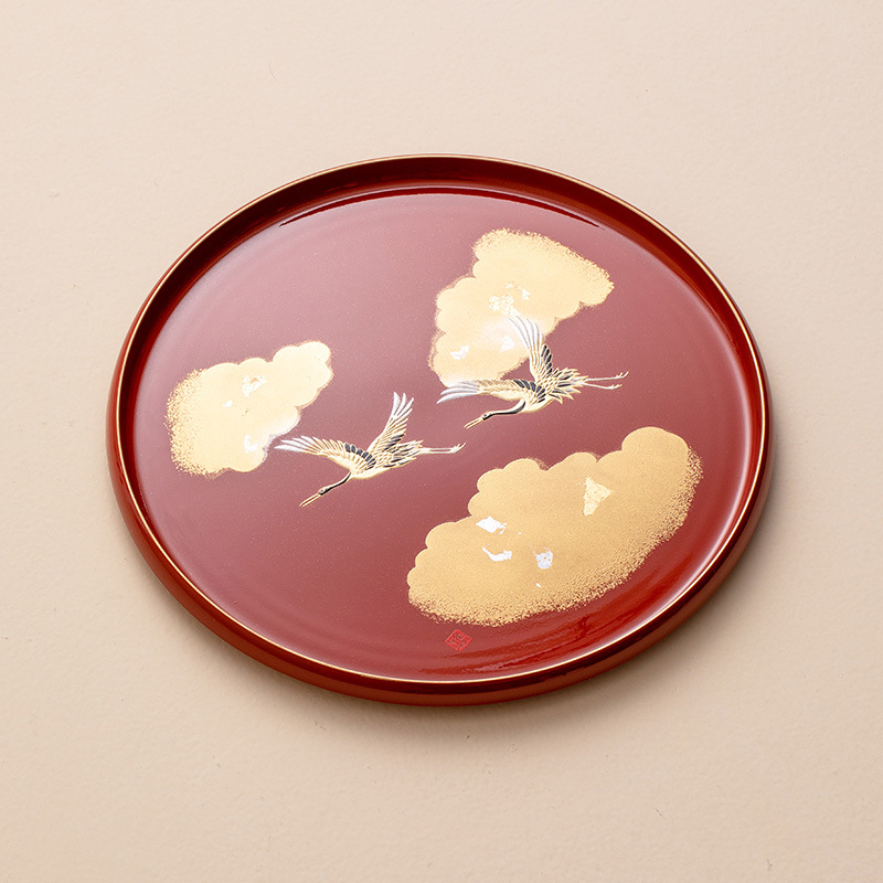 日本进口前重漆器茶盘圆形托盘