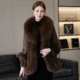 海宁皮草女修身 獭兔毛皮毛一体 2025冬新款 中长款 外套狐狸毛领韩版