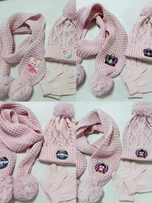 卡通帽子女童围巾手套组合