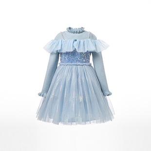 90-150公主裙女童秋冬灰姑娘纱裙冰雪奇缘包芯绒连衣裙子儿童