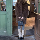 羊羔毛皮毛一体中长款 显瘦大上衣 仿皮草外套女高级感复古宽松冬季