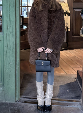 羊羔毛皮毛一体中长款仿皮草外套女高级感复古宽松冬季显瘦大上衣