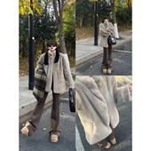 毛茸茸仿皮草羊羔毛短款 加厚宽松水貂毛毛上衣 外套女2025冬季 新款