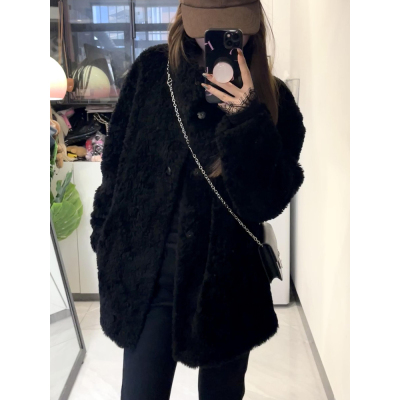 2025新款慵懒风立领羊羔毛皮草