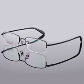 纯钛超轻商务半框男近视眼镜有度数防蓝光加绿膜树脂成品0 600度