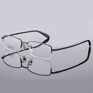 纯钛超轻商务半框男近视眼镜有度数防蓝光加绿膜树脂成品0-600度