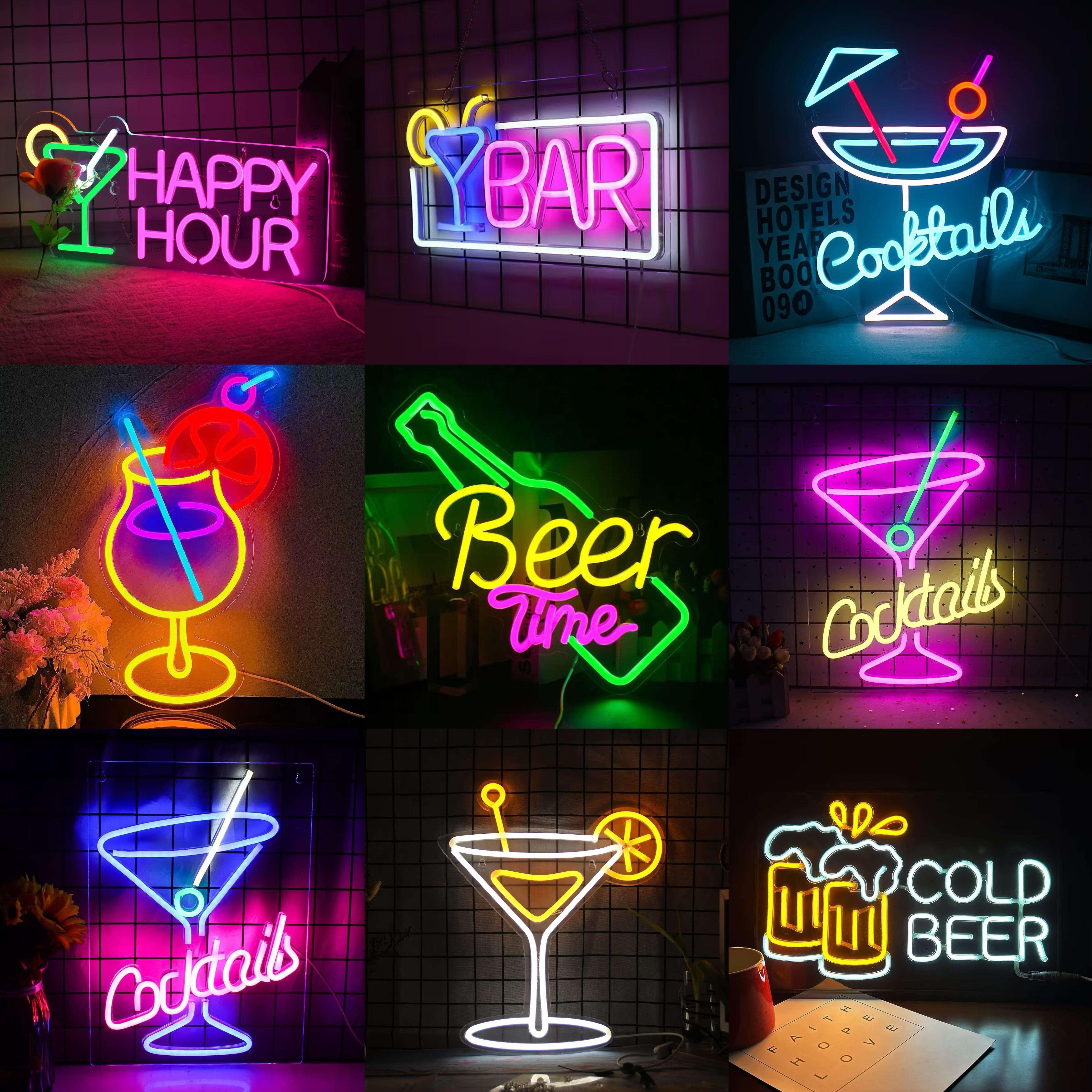 ed霓虹灯定制酒吧装饰氛围灯网红背景墙啤酒鸡尾酒造型灯牌