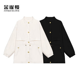 金雀绫【卢浮旧梦】设计款立领抽绳收腰加宽风衣外套SZA1TW938