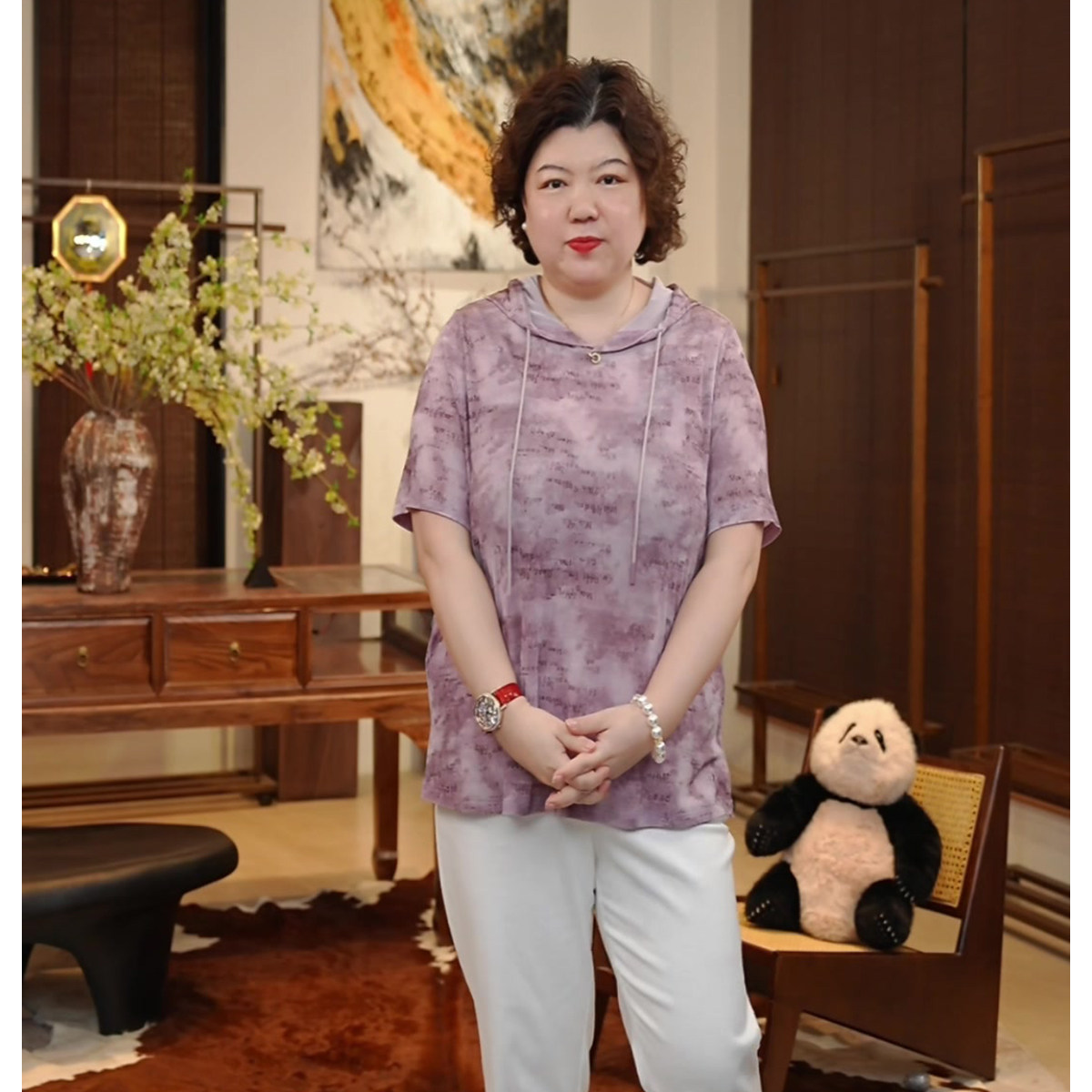 金雀绫【里约画报】醋酸时尚潮流加宽加大高弹连帽T恤SZBL161