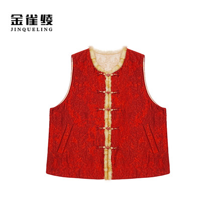 金雀绫【惊鸿仙子】新中式提花工艺复古加宽加大棉马夹SZA4TY763