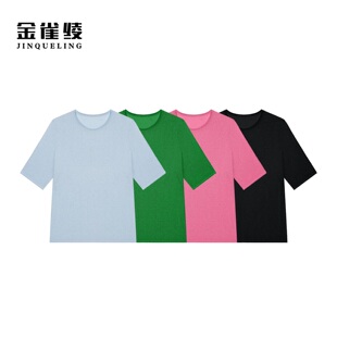 金雀绫 简约时尚 纯色针织圆领舒适透气小衫 SZAK1SHL28 遇见彩虹