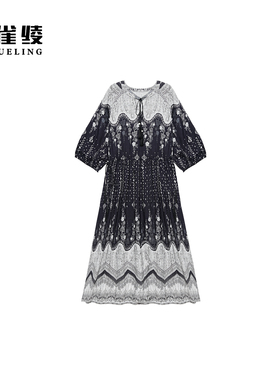 金雀绫【天之涯】法式浪漫度假风休闲加宽加大连衣裙SZA1LT920