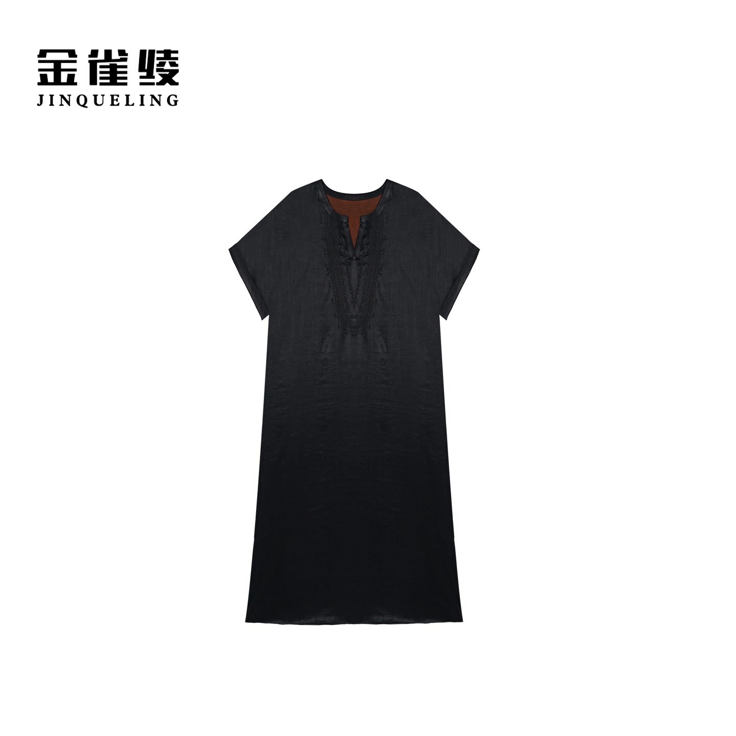 雀绫【清平调】桑蚕丝香云纱设计师感V领大码女装连衣裙SZA1L137