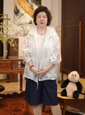 金雀绫【卧花眠】极简蕾丝镂空烧花工艺加宽加大外套SZBY189