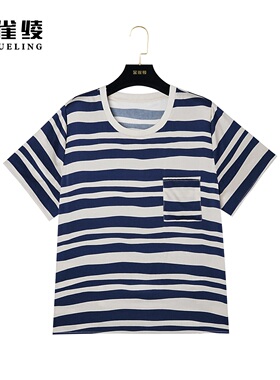 金雀绫【蔚蓝海岸】桑蚕丝时尚休闲条纹圆领小衫AS6226