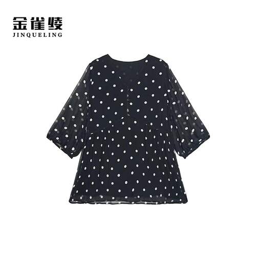 金雀绫【港岛女郎】法式复古轻薄波点加宽加大衬衫SZBY231
