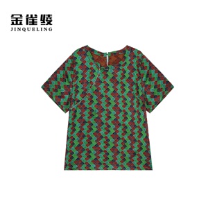 金雀绫 香云纱100桑蚕丝新中式 加宽加大小衫 SZA2S462 江崖海水