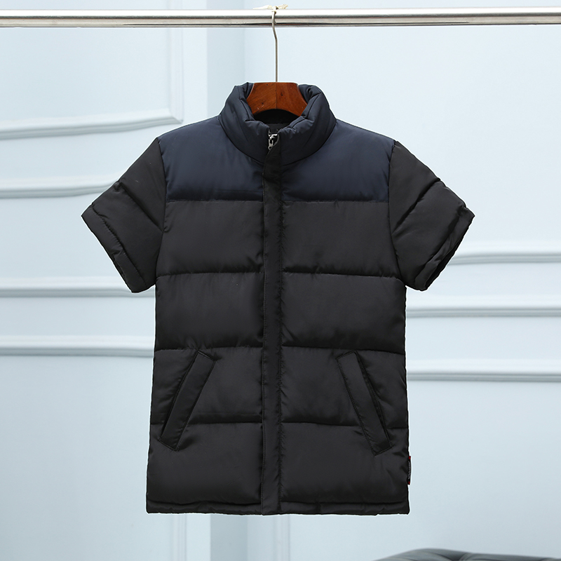 厂家直销男款护肩半袖羽绒棉马甲休闲大码加肥大号肥胖中老年坎肩