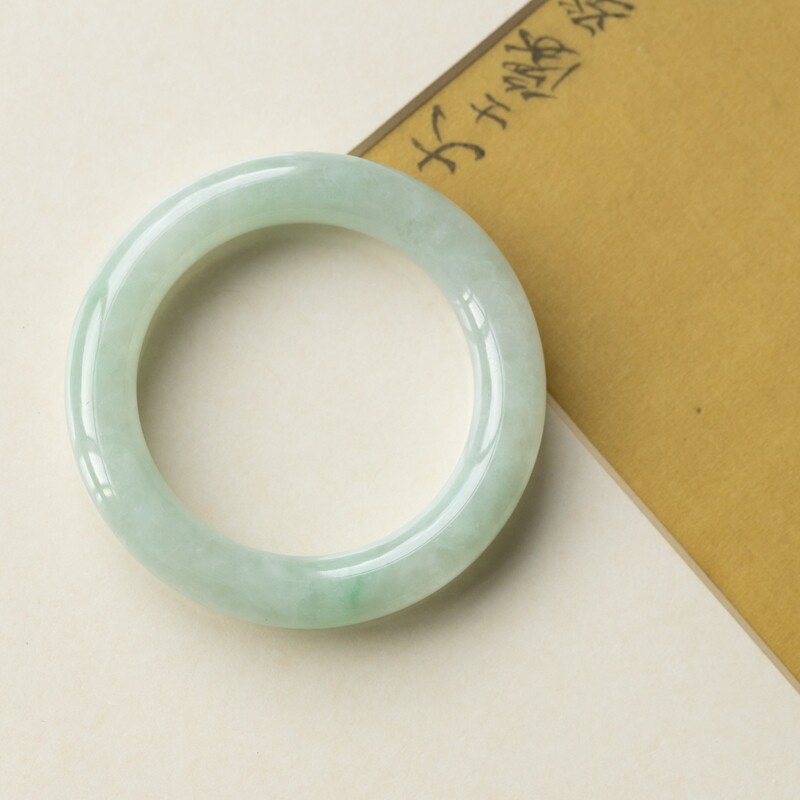 泼墨。天然A货正圈圆条翡翠玉镯/手镯    证全  内径55MM（原4500