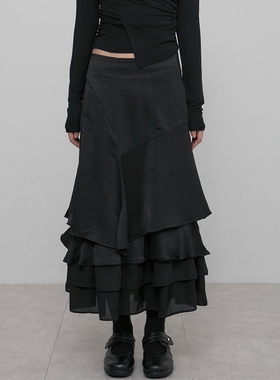 flareup韩国直邮半身裙秋女2025新款不规则高级中长款半身裙子