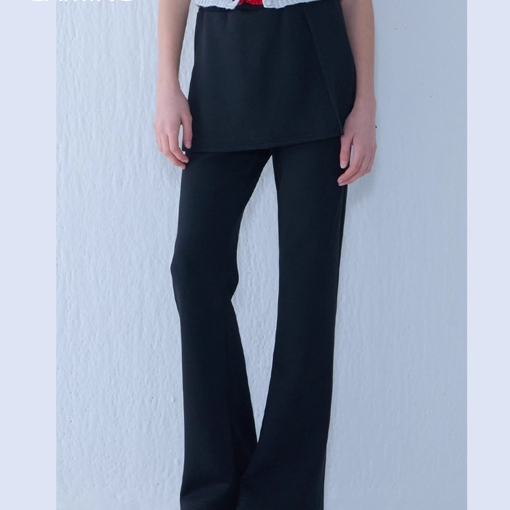 假两件裙裤叠穿微喇裤