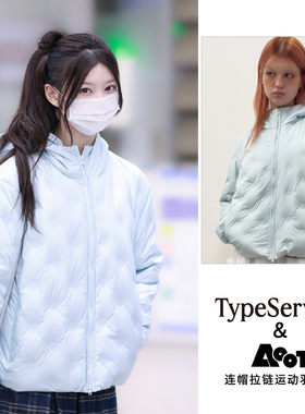 TYPESERVICE韩国设计师品牌MOKA同款新款连帽拉链运动羽绒服外套