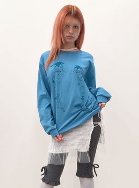 TYPESERVICE韩国代购上衣女2025秋季新款卡通印花长袖T恤衫宽松